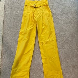 Banana republic pants paper bag waist high waisted wide leg yellow size 4